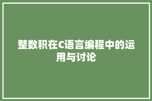 整数积在C语言编程中的运用与讨论