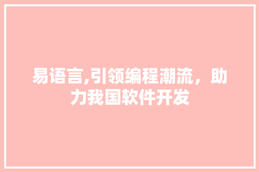 易语言,引领编程潮流，助力我国软件开发