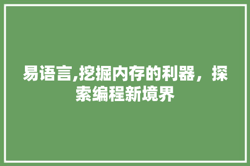 易语言,挖掘内存的利器，探索编程新境界
