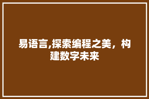 易语言,探索编程之美，构建数字未来
