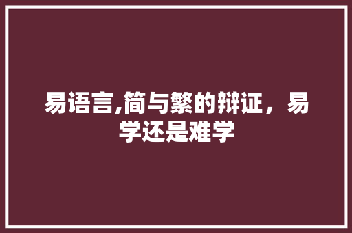易语言,简与繁的辩证，易学还是难学