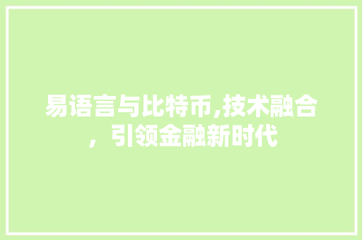 易语言与比特币,技术融合，引领金融新时代