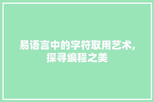 易语言中的字符取用艺术,探寻编程之美