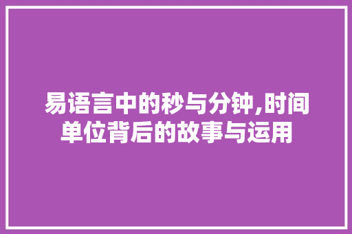 易语言中的秒与分钟,时间单位背后的故事与运用