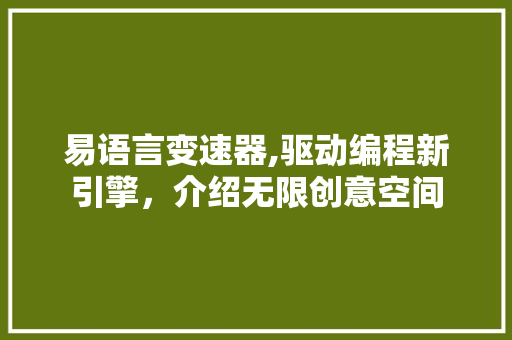 易语言变速器,驱动编程新引擎，介绍无限创意空间
