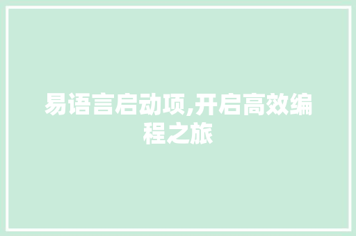 易语言启动项,开启高效编程之旅