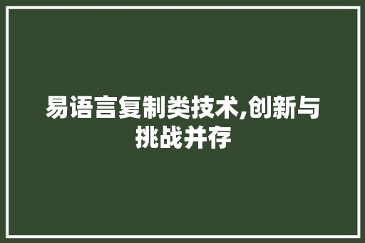 易语言复制类技术,创新与挑战并存