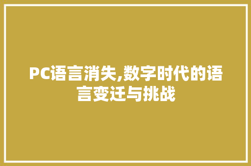 PC语言消失,数字时代的语言变迁与挑战