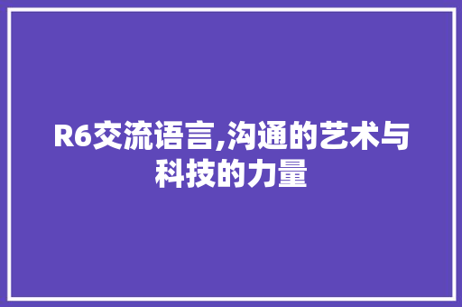 R6交流语言,沟通的艺术与科技的力量