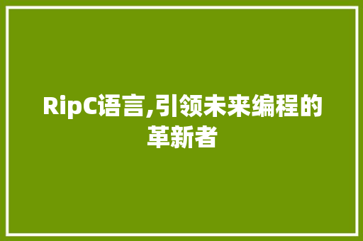 RipC语言,引领未来编程的革新者 服务器/数据库