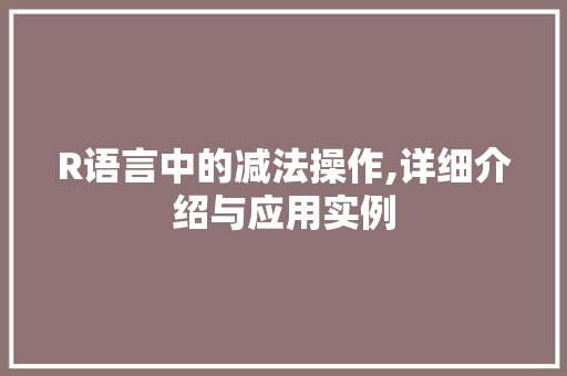 R语言中的减法操作,详细介绍与应用实例