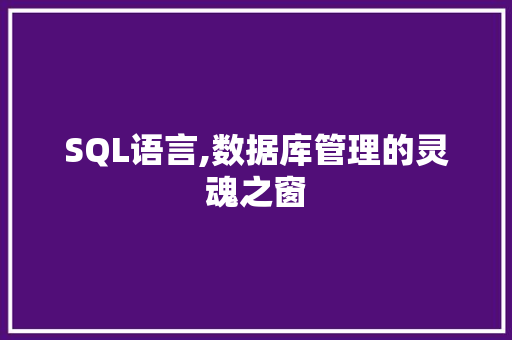 SQL语言,数据库管理的灵魂之窗