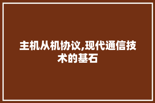 主机从机协议,现代通信技术的基石 友链在线