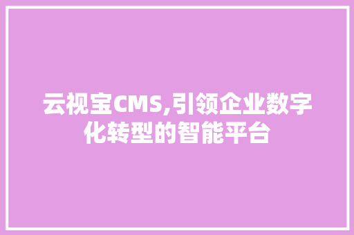 云视宝CMS,引领企业数字化转型的智能平台