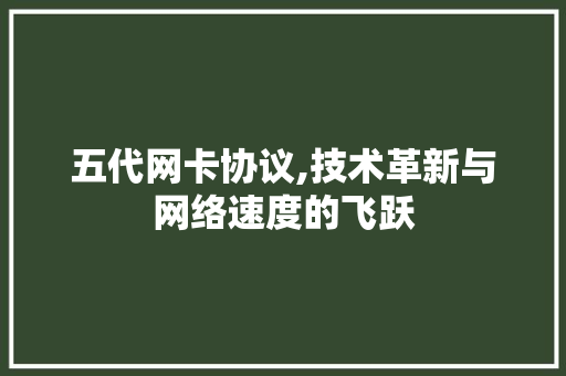 五代网卡协议,技术革新与网络速度的飞跃