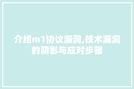 介绍m1协议漏洞,技术漏洞的阴影与应对步骤 WordPress教程