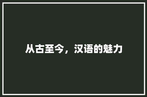 从古至今，汉语的魅力