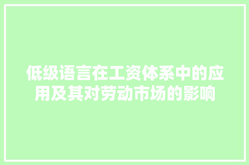低级语言在工资体系中的应用及其对劳动市场的影响