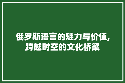 俄罗斯语言的魅力与价值,跨越时空的文化桥梁