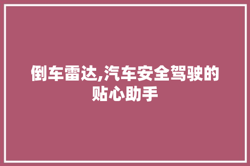 倒车雷达,汽车安全驾驶的贴心助手