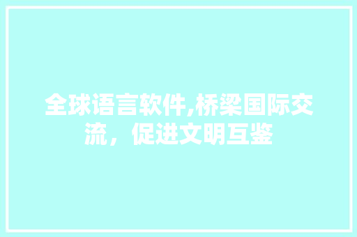 全球语言软件,桥梁国际交流，促进文明互鉴