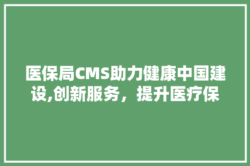 医保局CMS助力健康中国建设,创新服务，提升医疗保障水平