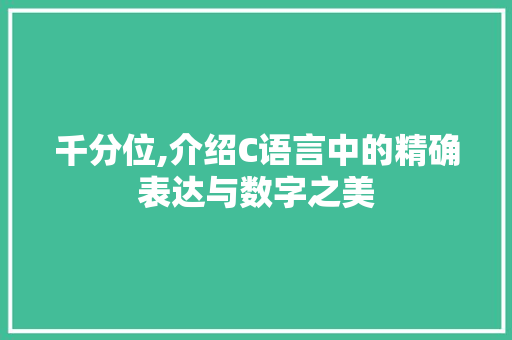 千分位,介绍C语言中的精确表达与数字之美