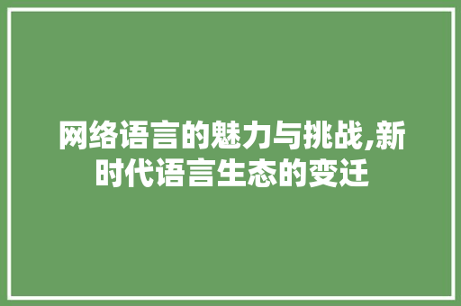 网络语言的魅力与挑战,新时代语言生态的变迁