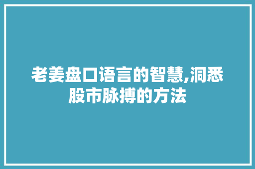老姜盘口语言的智慧,洞悉股市脉搏的方法