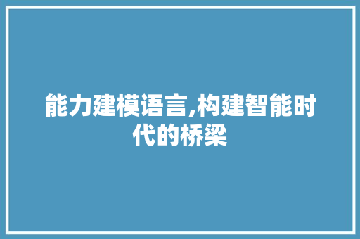 能力建模语言,构建智能时代的桥梁