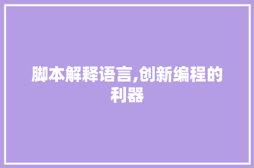 脚本解释语言,创新编程的利器