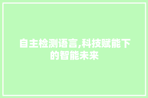 自主检测语言,科技赋能下的智能未来