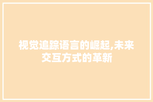 视觉追踪语言的崛起,未来交互方式的革新