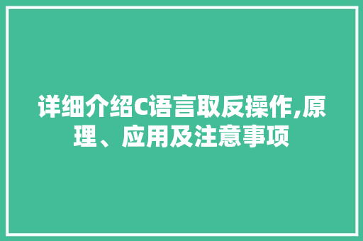 详细介绍C语言取反操作,原理、应用及注意事项