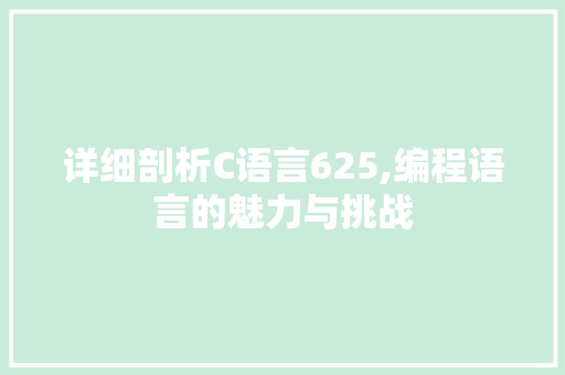 详细剖析C语言625,编程语言的魅力与挑战