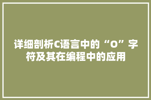 详细剖析C语言中的“O”字符及其在编程中的应用