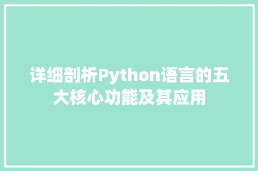 详细剖析Python语言的五大核心功能及其应用