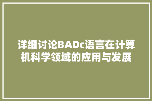 详细讨论BADc语言在计算机科学领域的应用与发展
