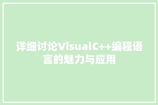 详细讨论VisualC++编程语言的魅力与应用