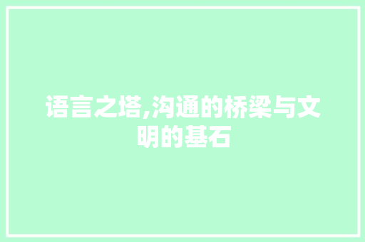 语言之塔,沟通的桥梁与文明的基石