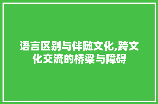 语言区别与伴随文化,跨文化交流的桥梁与障碍 服务器/数据库