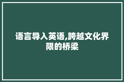 语言导入英语,跨越文化界限的桥梁