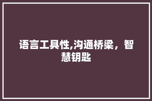 语言工具性,沟通桥梁，智慧钥匙