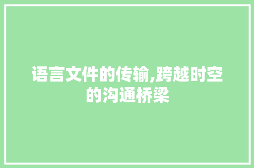 语言文件的传输,跨越时空的沟通桥梁