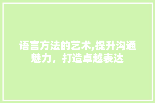 语言方法的艺术,提升沟通魅力，打造卓越表达