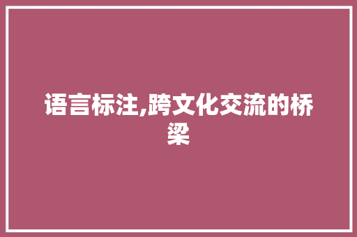 语言标注,跨文化交流的桥梁