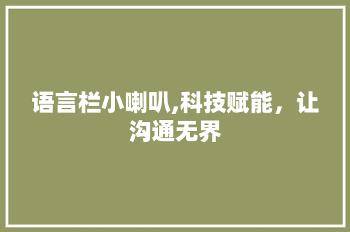 语言栏小喇叭,科技赋能，让沟通无界