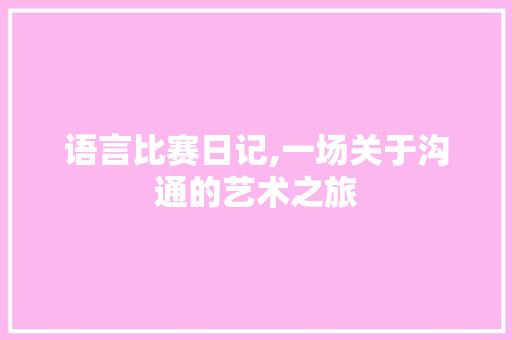 语言比赛日记,一场关于沟通的艺术之旅