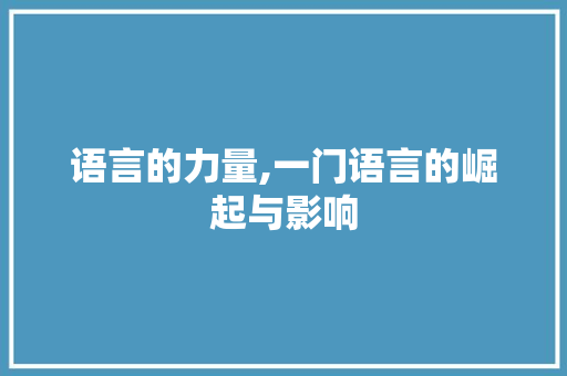 语言的力量,一门语言的崛起与影响