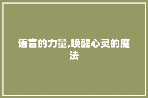 语言的力量,唤醒心灵的魔法 Web前端